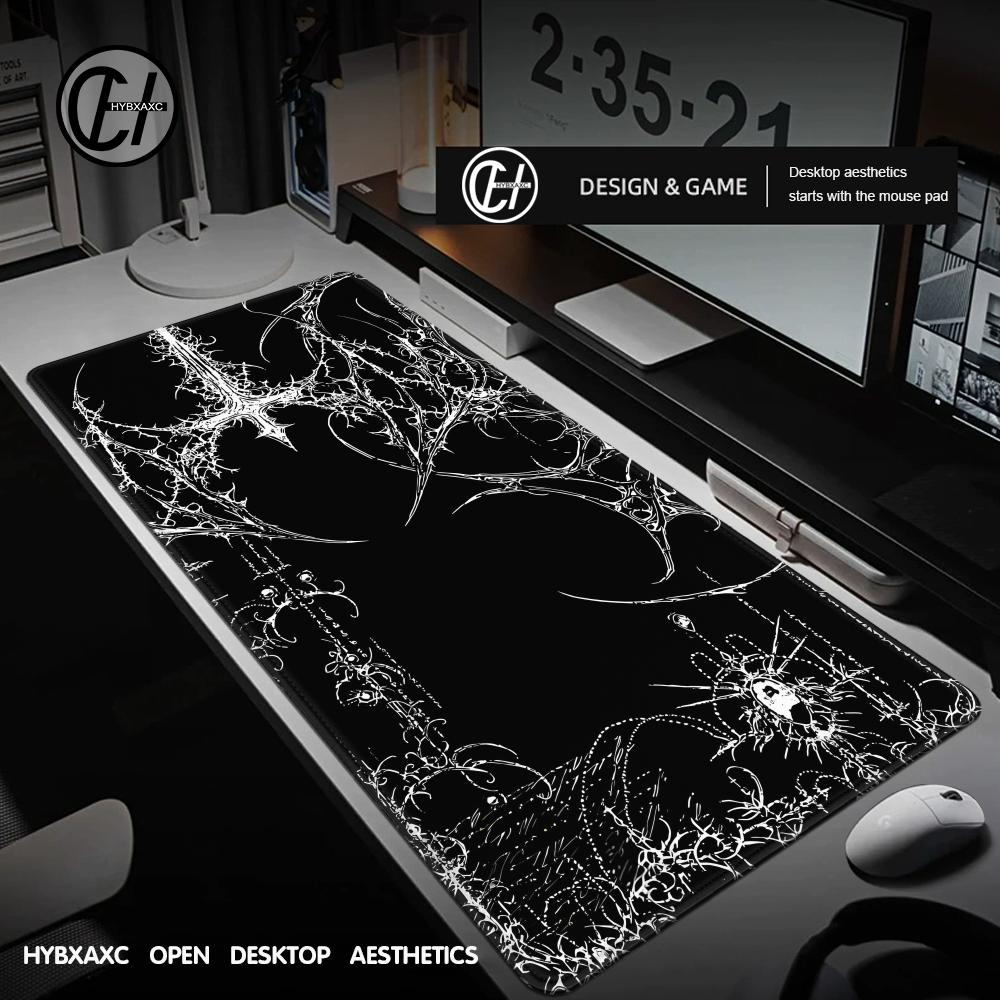 Pc Gaming White - Black White Cybersigilism Deskmat Gothic Centipede