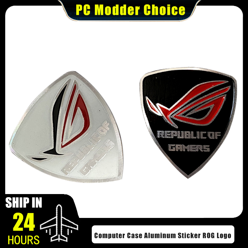 Pc Gaming White - Computer Case Aluminum Sticker ROG Logo