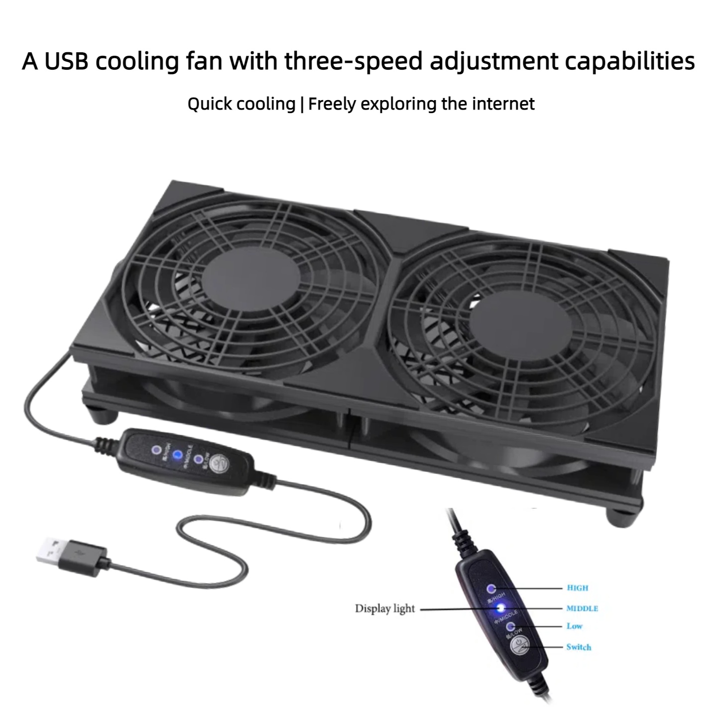 Dual USB Cooling Fan with 3-Sp - Pc Gaming Ff recension och pris