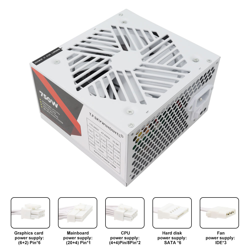 White 750W PSU PC Power Supply - Pc Gaming Watt recension och pris