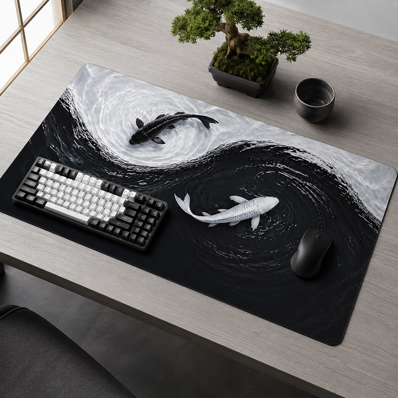 Black White Koi Mouse Pad Game - Pc Gaming White recension och pris